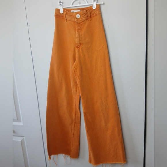 ZARA THE MARINE STRAIGHT Orange Size 0 High Rise Flare Leg Pants - Picture 2 of 11